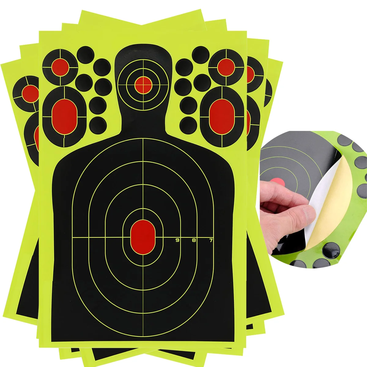 5pcs Silhouettes Splatter Shooting Practice Targets Paper Bright Green Fluorescent Targets Paper Airsoft Shooting Accessories