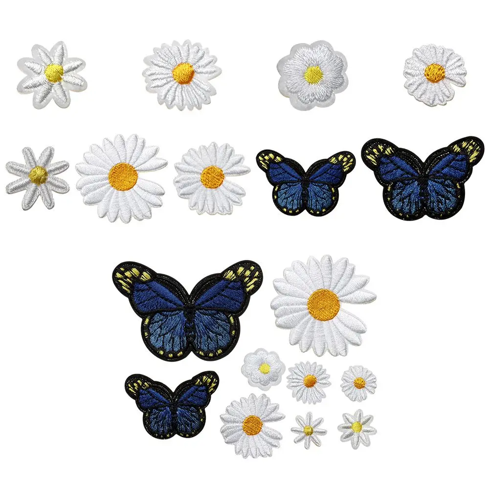 Sewing Clothing Embroidered Mix Iron On Patches Embroidery Patch Small Daisy Butterfly