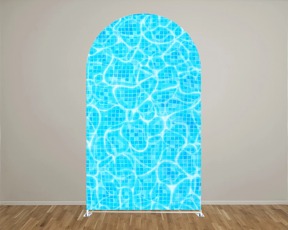 Cubierta de fondo de arco temático para fiesta de piscina, accesorios de decoración de cumpleaños, Baby Shower y boda, azul