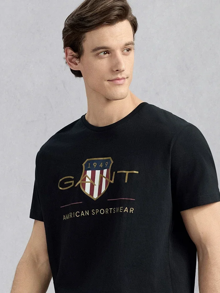 

【100_ Cotton 】GANT_ Gant_ College Style American Casual Round-neck Short-sleeved Heavy T-shirt for Couples