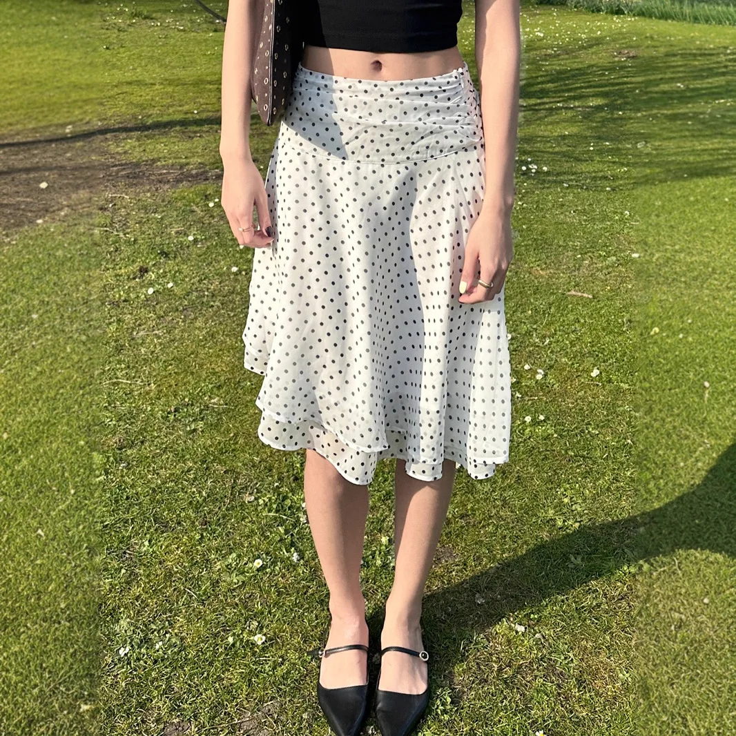 

Двухслойная сетчатая юбка в горошек, прямая длинная юбка, облегающая бедра, новинка лета.