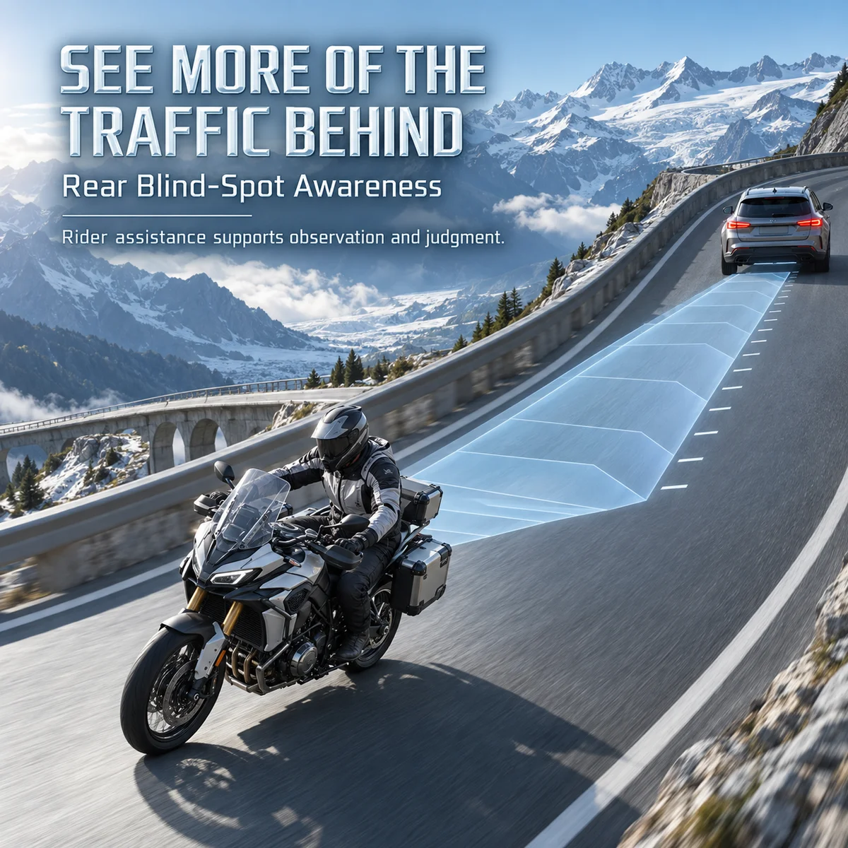 77GHz Motorcycle Blind Spot Monitoring Radar Kit with Dual LED Alerts, BSD 8.4m LCA 50m, Up to 70m Rear Detection