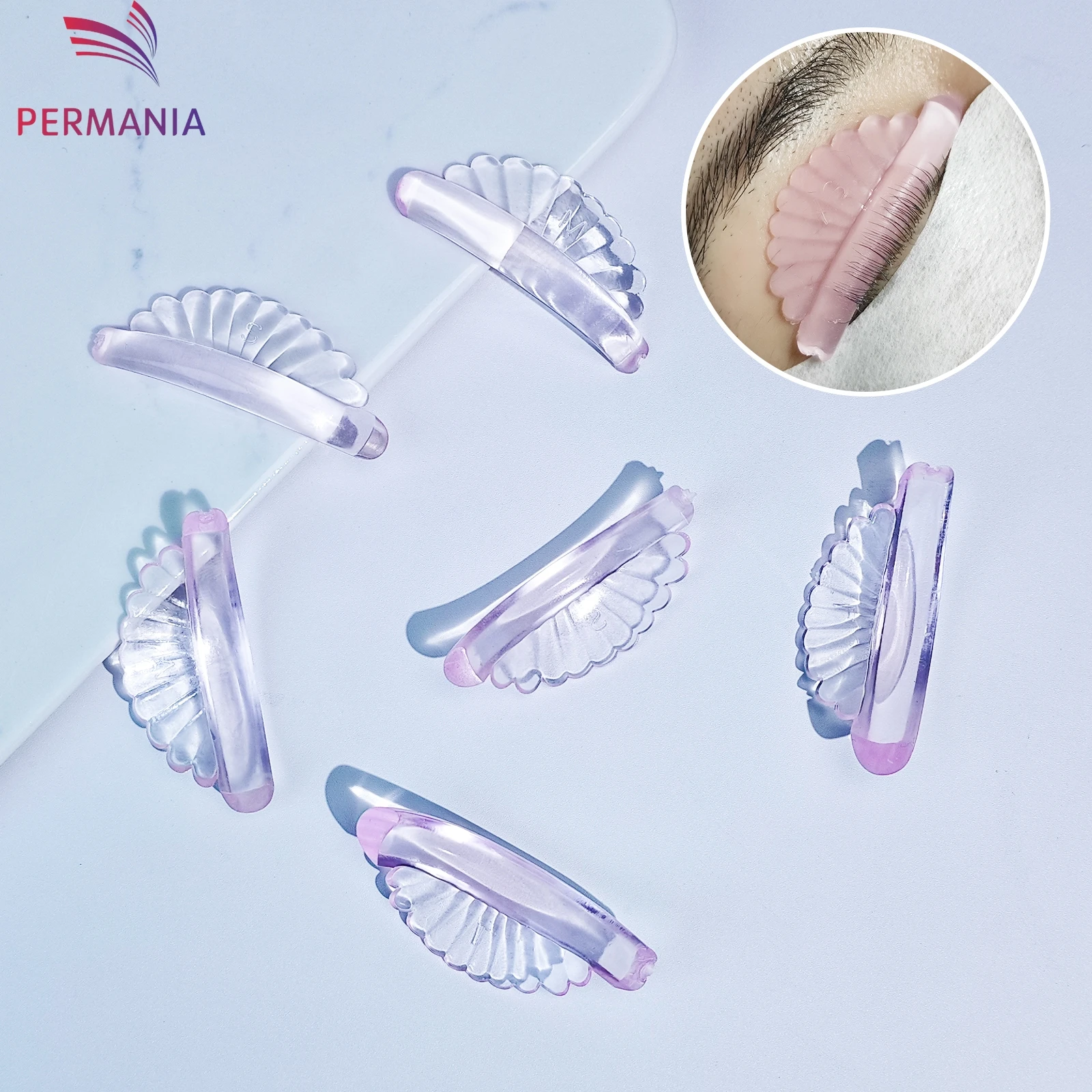 Permania 3 pares c curvado silicone cílios perm almofadas pegajosas hastes escudo levantamento 3d cílios modelador acessórios ferramenta de maquiagem
