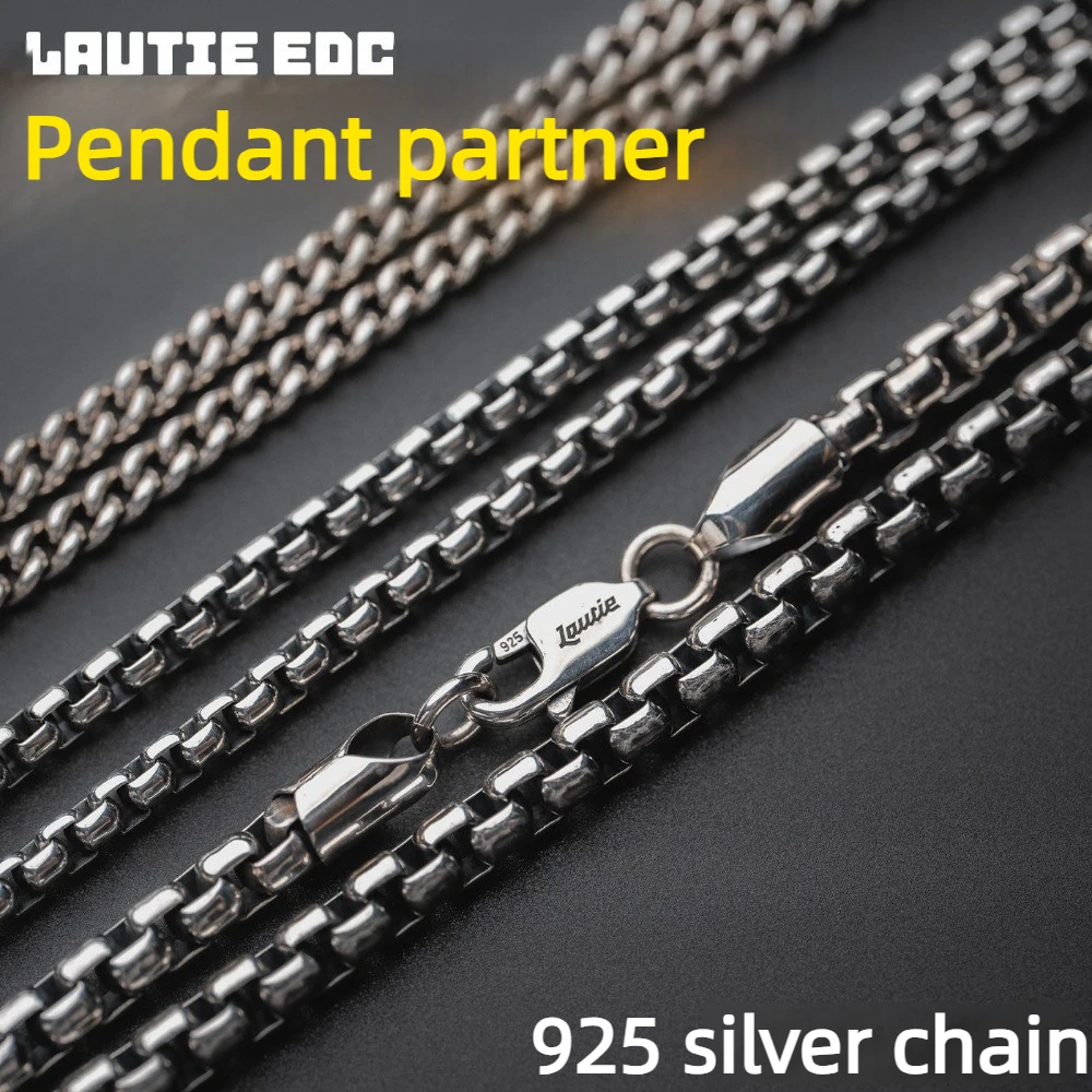 LAUTIE 925 Sterling Silver Necklace Plain Chain Collarbone Chain EDCStress Relief Toy