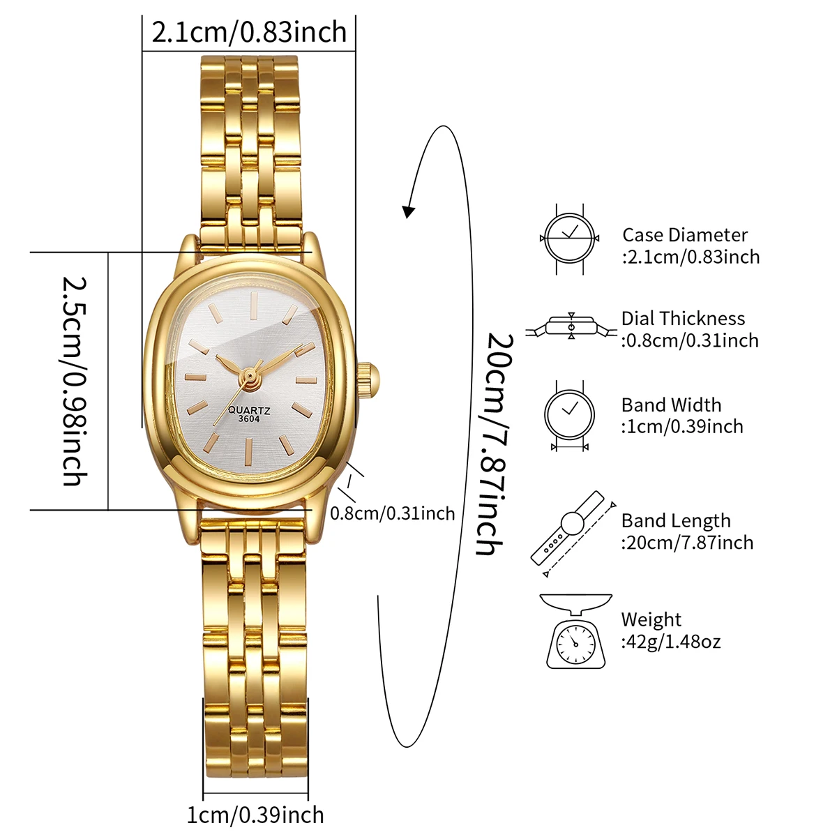 Reloj de pulsera elegante con esfera ovalada para Mujer, Reloj de cuarzo a la moda para Mujer, Reloj de regalo para niñas (sin caja)