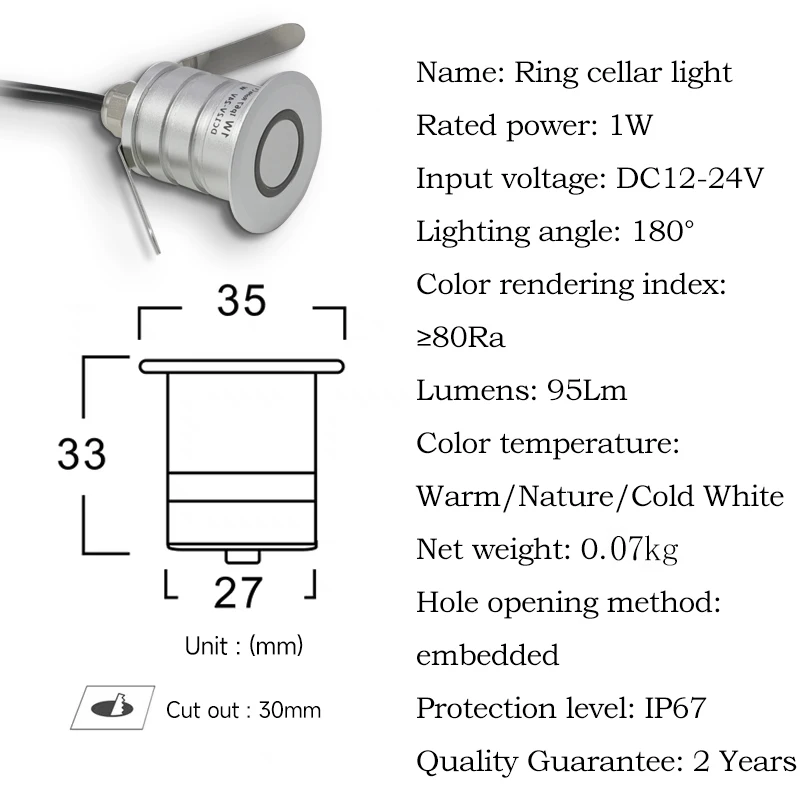 1W Led Stair Light Aluminum Round Wall Lamp Ourdoor IP67 Recessed Step Pathway Wall Corner Lamp Staircase Wall Lighting DC12-24V