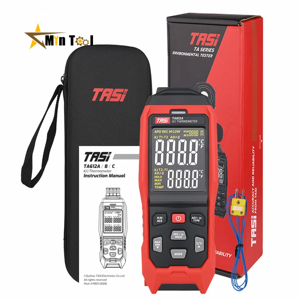 TA612C Thermometer Contact Digital Thermocouple Temperature Tester LCD Screen Display K/J Thermometer C/ F for Electician Tools