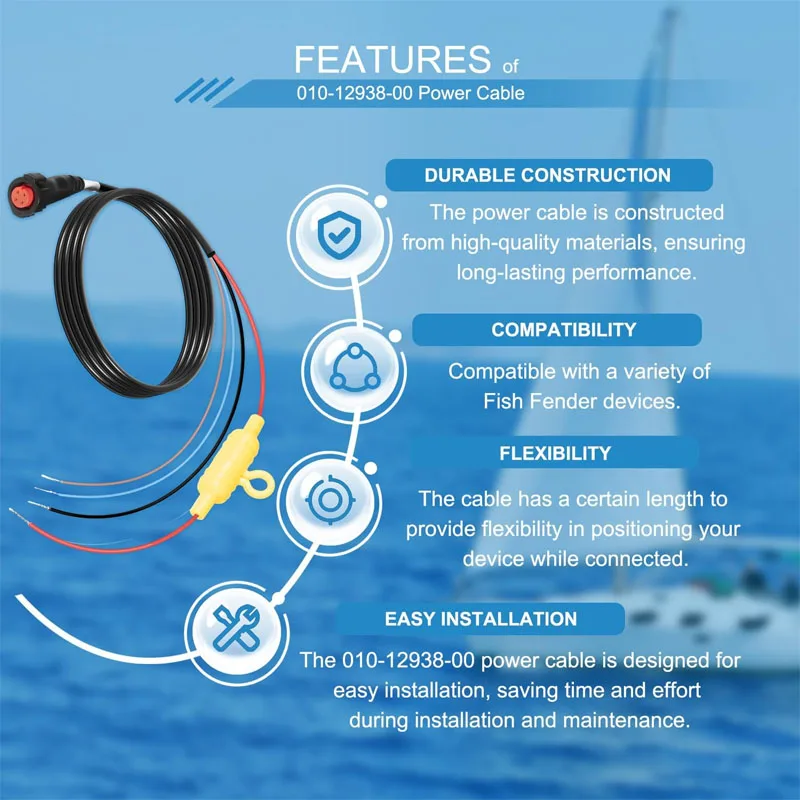 Kabel Daya perahu 010-12938-00, untuk Garmin EchoMAP Ultra 2 102sv hingga 126SV, 10 "& 12" chartplode/Sounder Kombo (4-Pin)