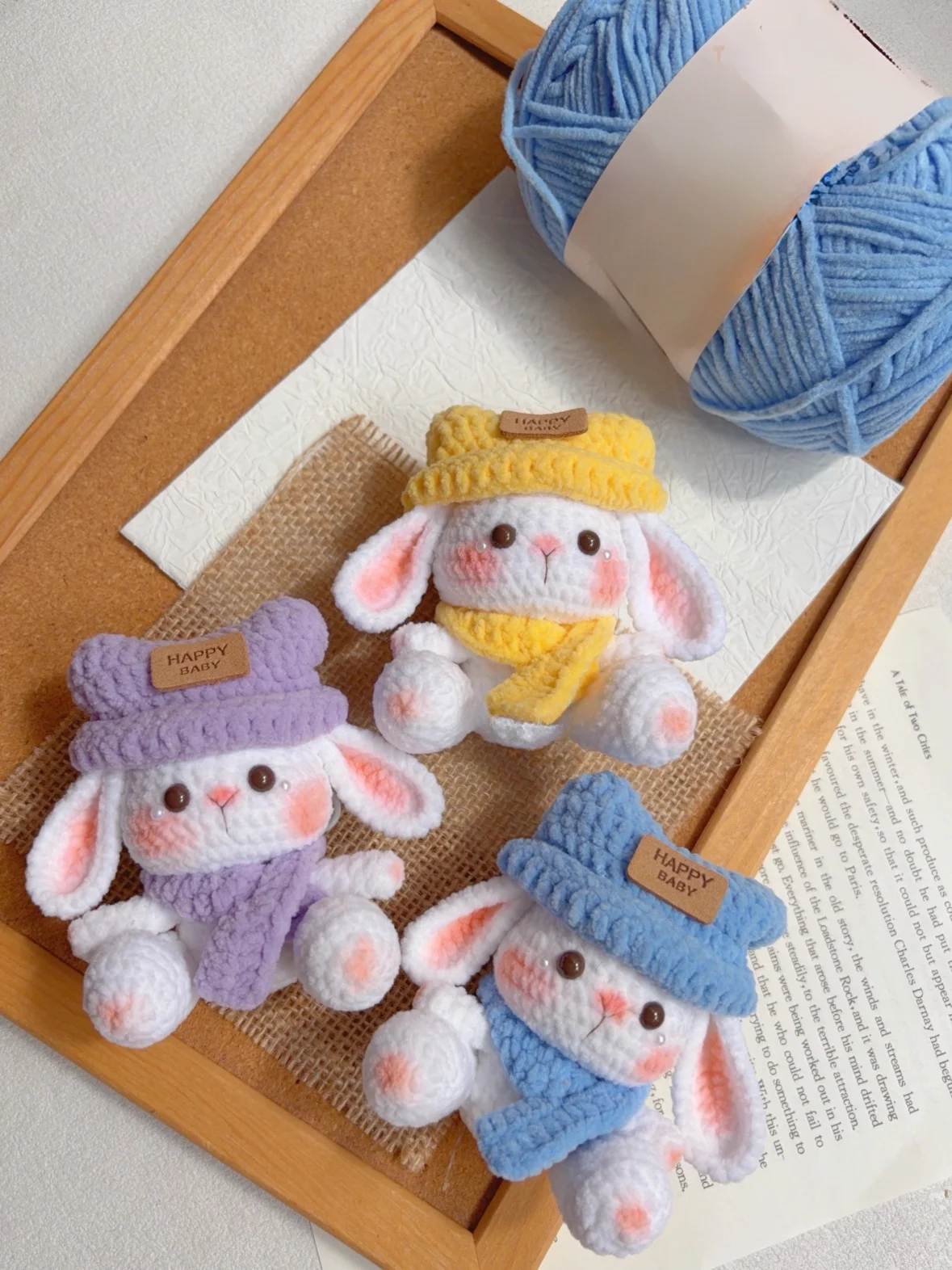 DIY  Ear Hat Kit with Crochet Needle Knitting Wool Doll Keychain Pendant Gift to Ease Boredom No Brand Children Adults