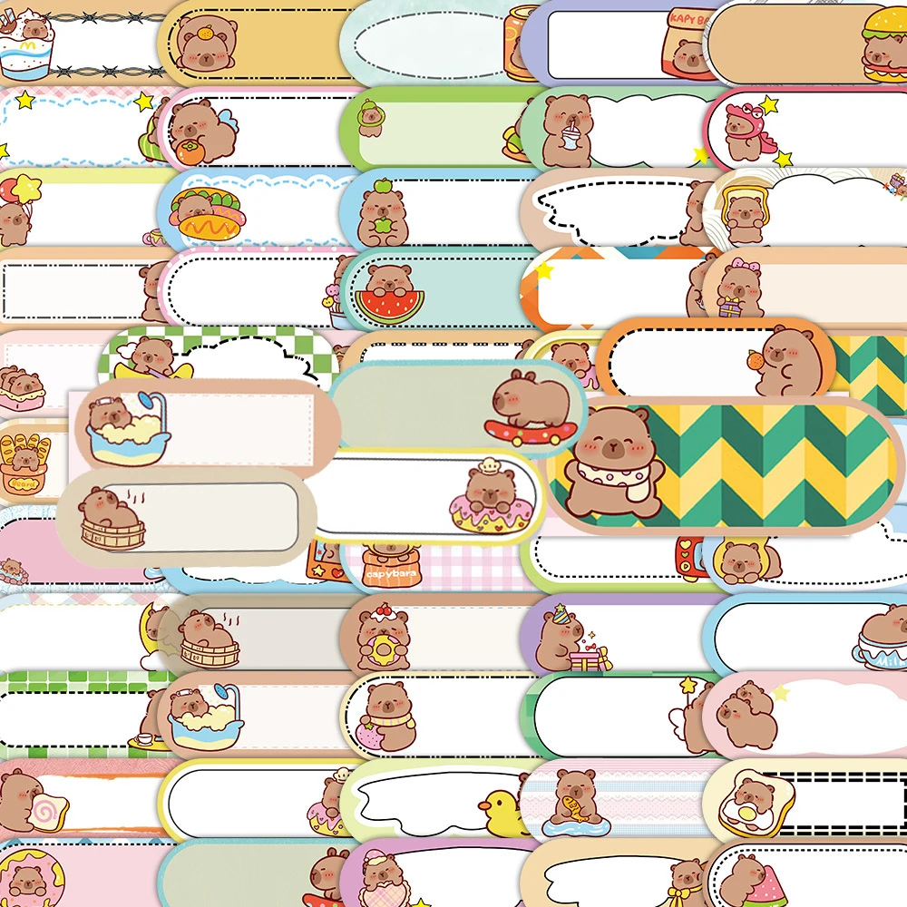 

10/30/60pcs Cute Cartoon Capybara Name Label Stickers Funny Decals for Kid Toy DIY Phone Suitcase Guitar Waterproof Sticker Gift