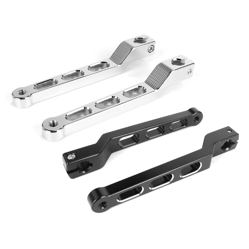 M68B Motorcycle Linkage Lever Pair, Machined Metal Arms, Threaded End Layout and Clearance Bend for Garage Repair Tasks