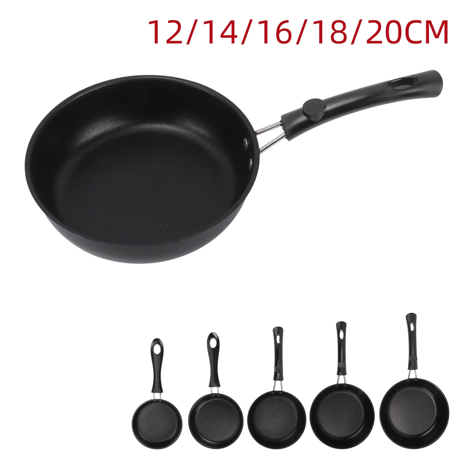 1PC 12-20cm Mini Frying Pan Non-Stick Thickened Stainless Steel Frypan Pot Fried Eggs Saucepan Gas/Induction Kitchen Cookware  ﻿