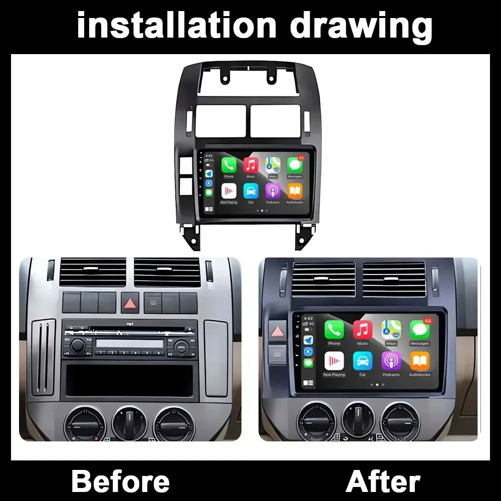 Wireless Carplay Android 16 Auto Car Radio For Volkswagen VW Polo MK4 6Q 9N 9N3 2004 - 2009 Multimedia Video Player GPS Stereo