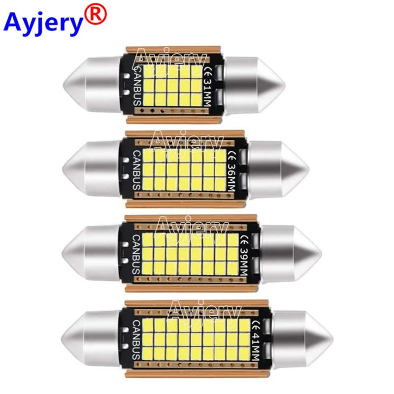 

2 шт., автомобильные лампы 12 В CANBUS 2016 27/21/24/15SMD C5W, 31/36/39/41 мм