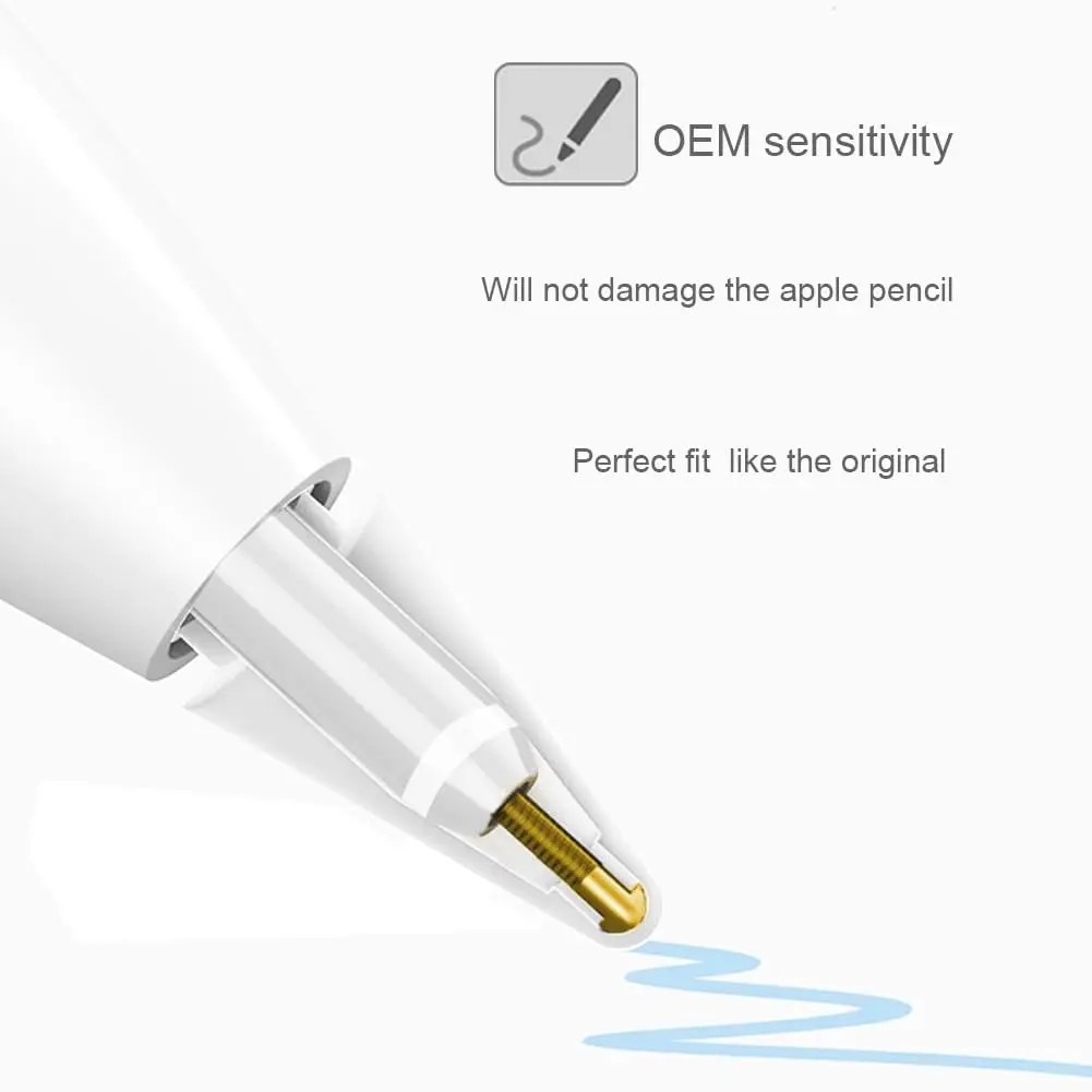 Official Replacement Tips Compatible with Apple Pencil 1 2 Gen iPad Pro Tip - iPencil Nib for 1 st Pencil 2 Gen/ White 4 Pack