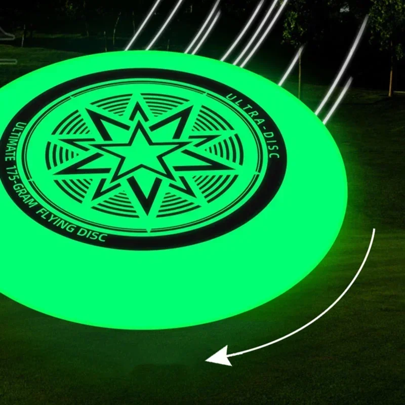 Fluorescência discos voadores, Ultimate Flying Saucer para esportes ao ar livre, praia, Camping, jogos discos giratórios, 27cm