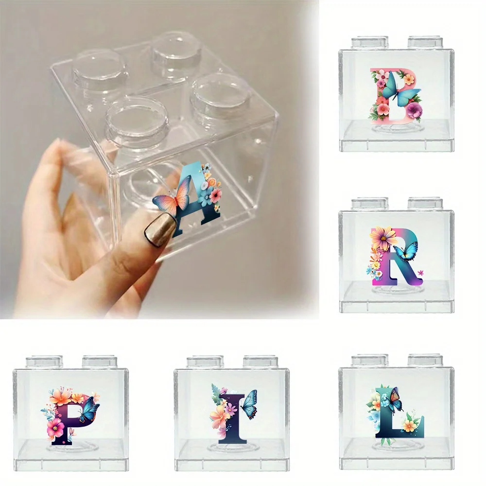 

Креативная штабелируемая копилка-органайзер для монет и мелочей, настольный контейнер, декоративная банка для денег с градиентным буквенным узором