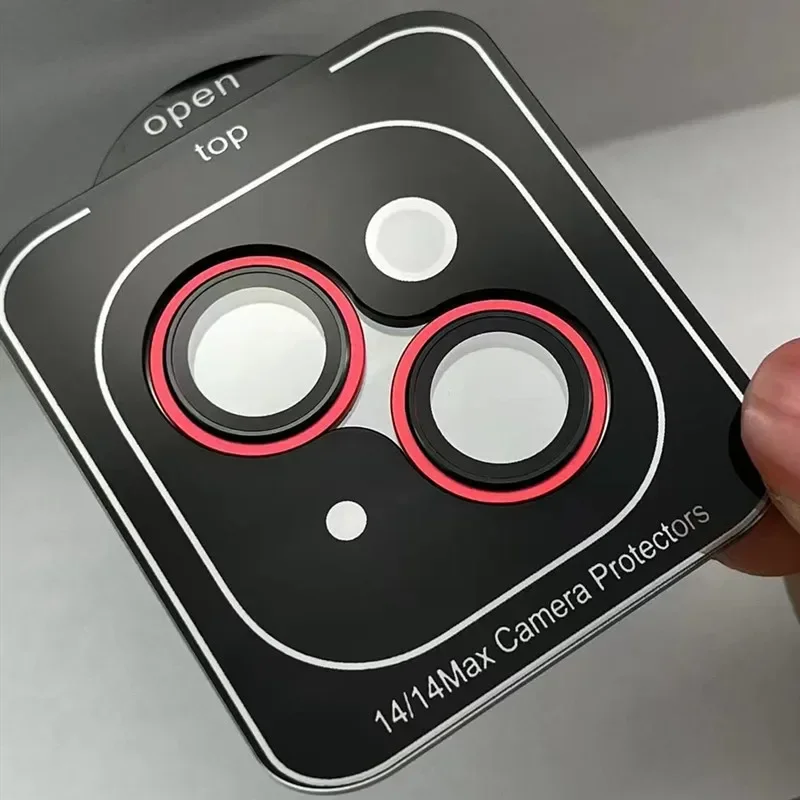3-2 قطعة حامي حلقة معدنية للكاميرا آيفون 15 17 16 برو ماكس عدسة خلفية الزجاج المقسى آيفون 13 14Pro غطاء رأس واقي