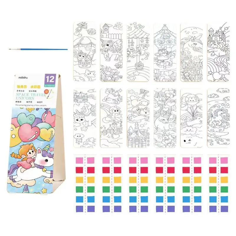 Water Color Pigment Paint Kid Bookmark Supplies Graffiti Picture Coloring Drawing Toys Fun Creative Activity For Boys Girls