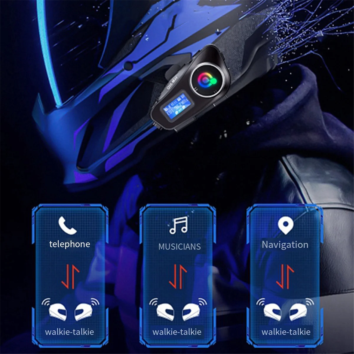 Q58 Max casco moto interfono Bluetooth IP65 interfono impermeabile distanza 500m condivisione di musica mista Multi-scena