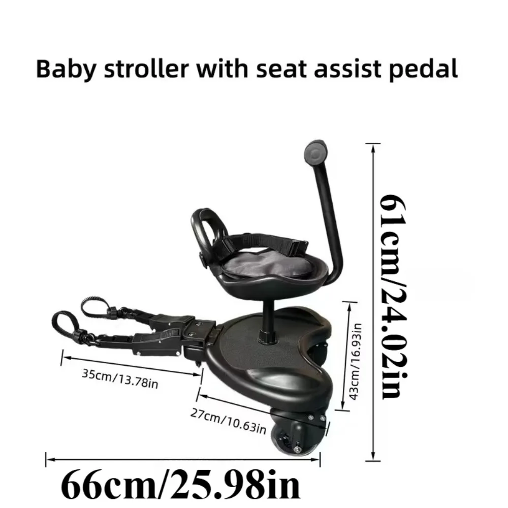Universal 2-in-1 Stroller Board Child Rider Stroller Attachment with Saddle Detachable Seat & Standing Platform Easy to Use view 2