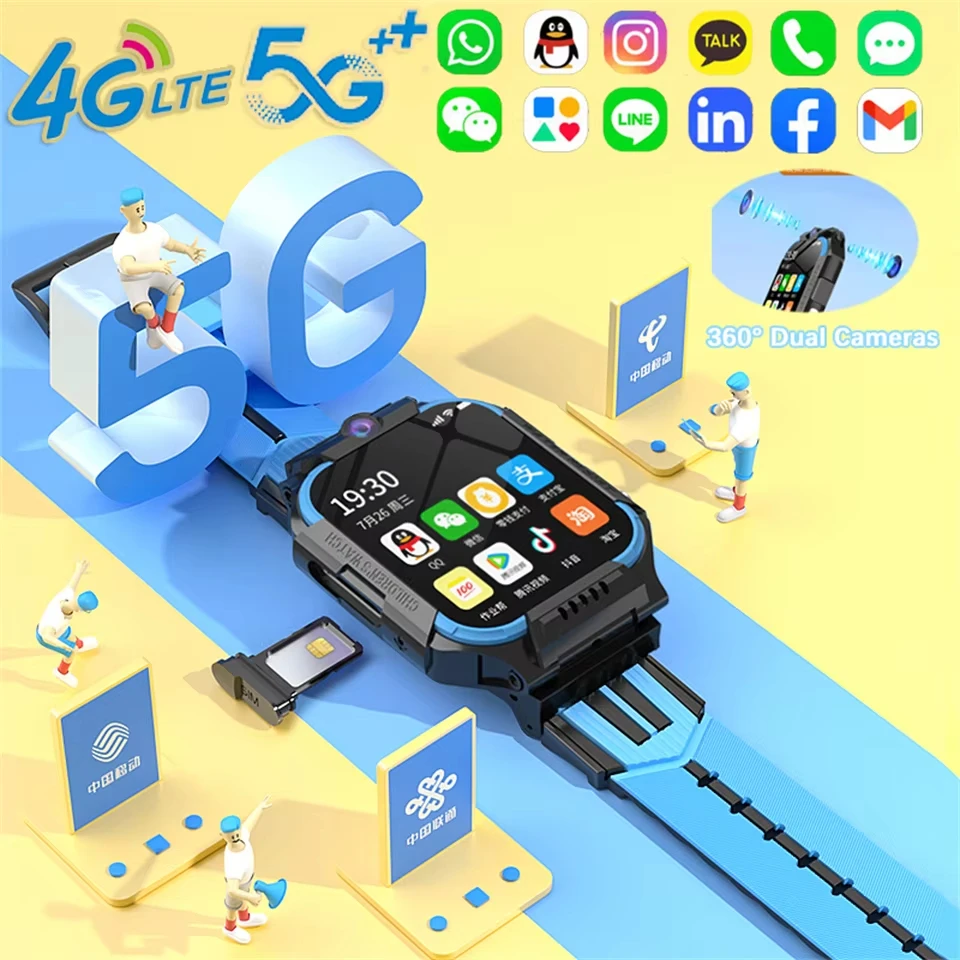 New For Xiaomi Kids 4G/5G Smart Watch SOS GPS Location Sim Card Call Camera Child Smartwatch 1.83Inch WIFI Waterproof Watch Gift