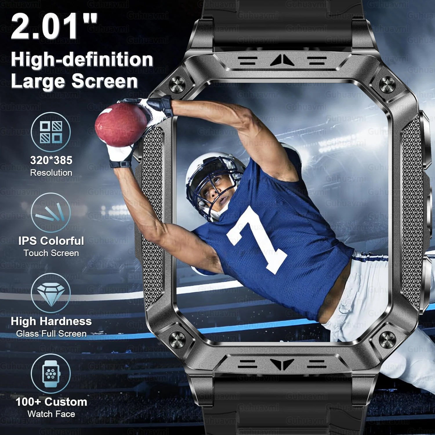 Military Explosion-proof Screen Sport Smart Watch 1500mAh Large Battery 10ATM Waterproof Heart Rate Bluetooth Call Men Smartwath