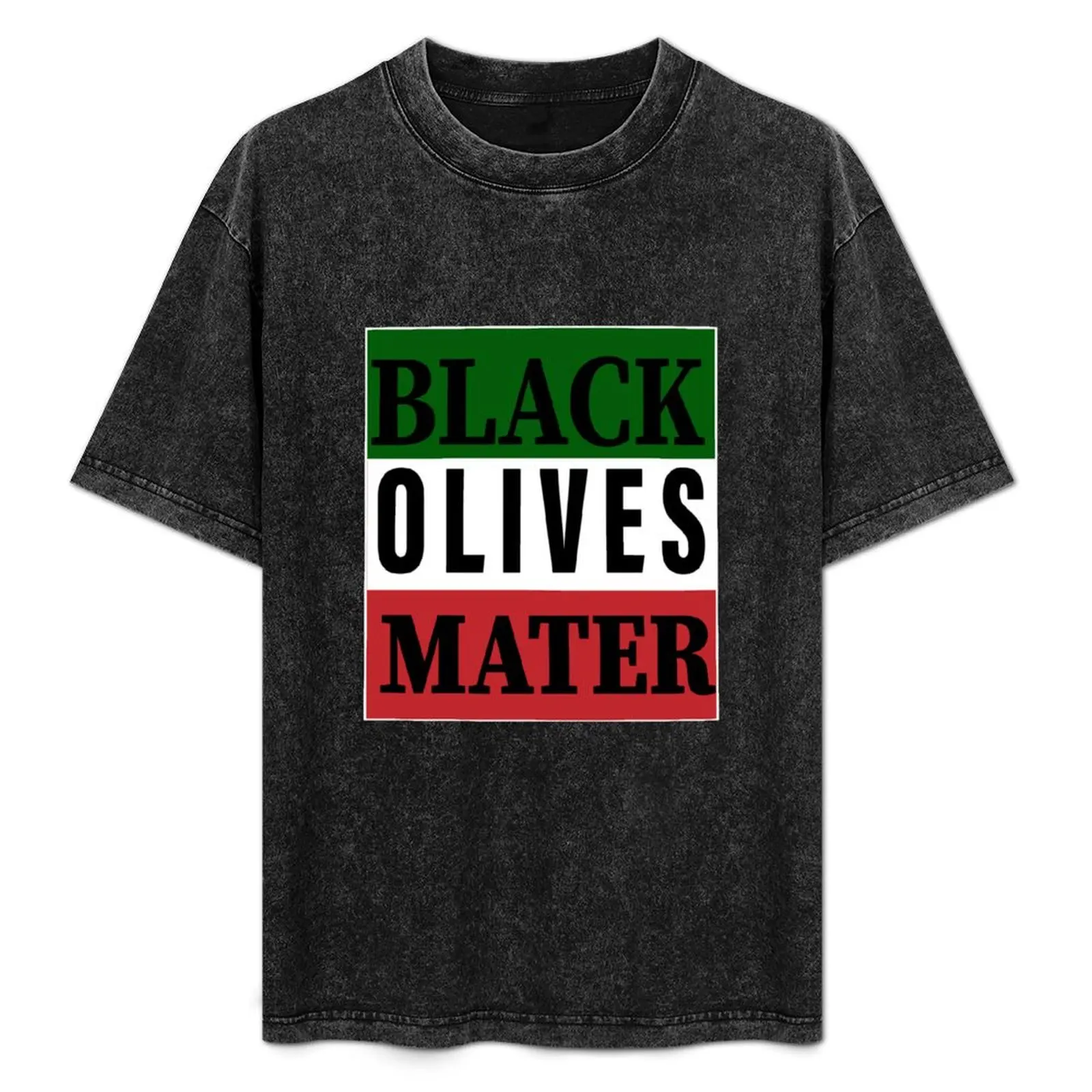 Camiseta divertida italiana con cita sobre las aceitunas negras y la bandera de Italia sobre una pizza, camiseta ligera para vacaciones