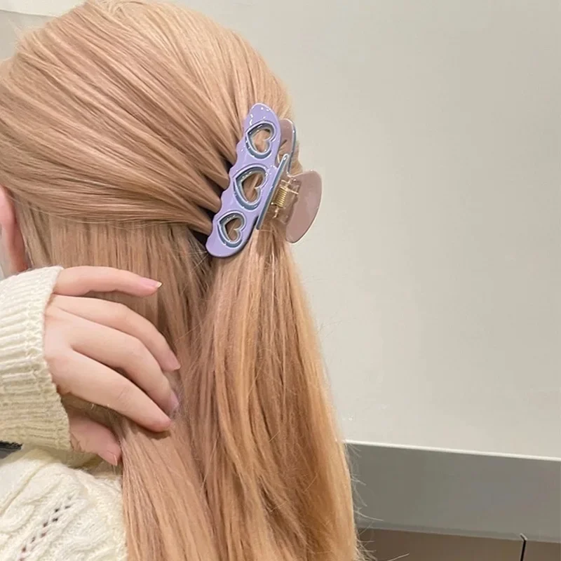 Nuovo dolce bowknot cuore artiglio dei capelli clip cava amore granchio clip di capelli per donna ragazza carino coreano squalo clip accessori per