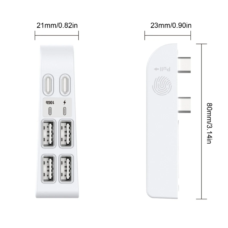 محولات توسيع محور USB لمنفذ USB النحيف ، موسع 6 في 1 مع نوع C ، 4 USB و 1 منفذ شحن USB C