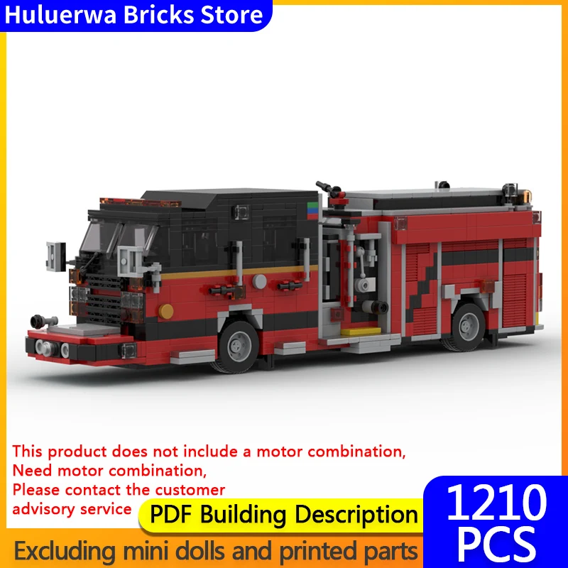 

City Car Model MOC Building Bricks Pump Fire Engine Modular Technology Children Holiday Gifts Assemble Toys Suit