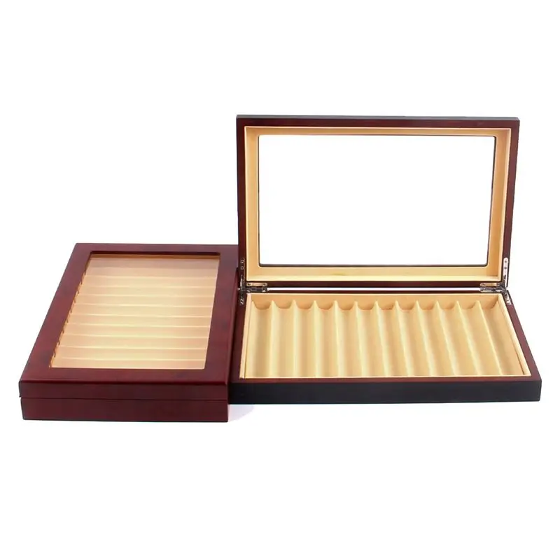 BHBD-1 Piece Storage Luxury Fountain Case Transparent Window Pen Box-Collection Organizer Ebony