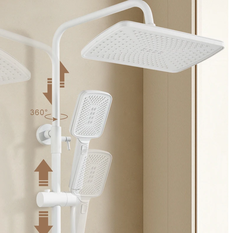 الأبيض ثرموستاتي نظام دش الحمام الساخن الباردة الحمام دش صنبور مجموعة الملحقات 12 بوصة نظام رأس دش الأمطار