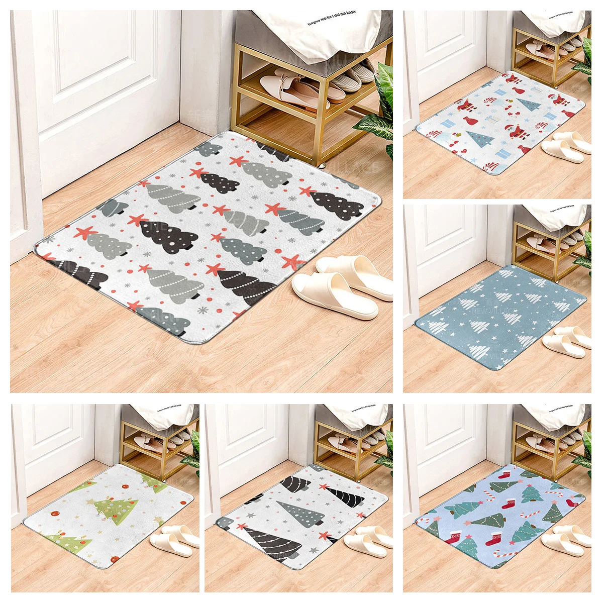 House entrance carpet Home door mat Living Room Bath Foot bathroom non-slip water absorption rugs bath Merry Christmas winter