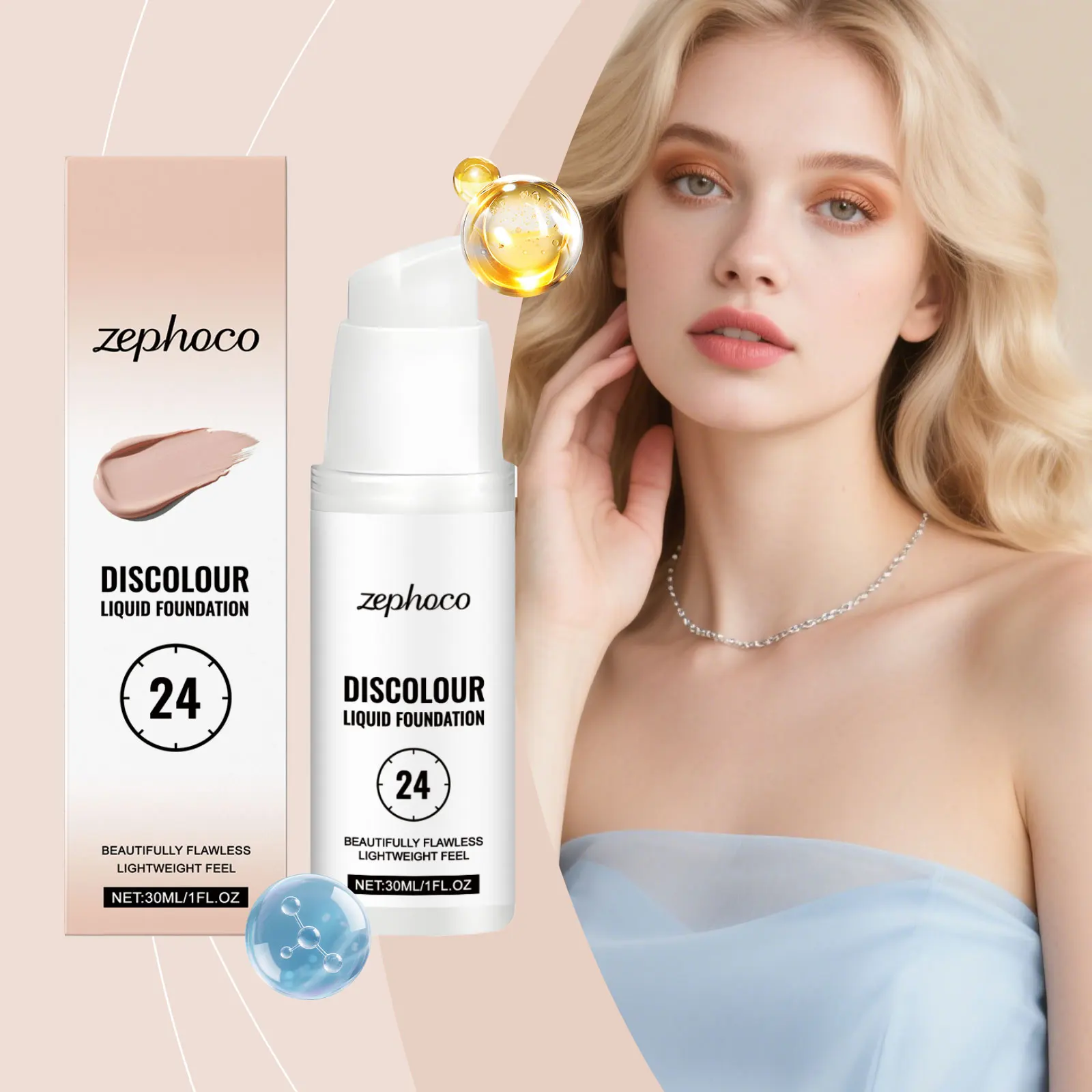 

Zephoco Color Changing Foundation 24 Hours Oil Control Lightweight Waterproof Flawless Finish Liquid Foundation Makeup Products
