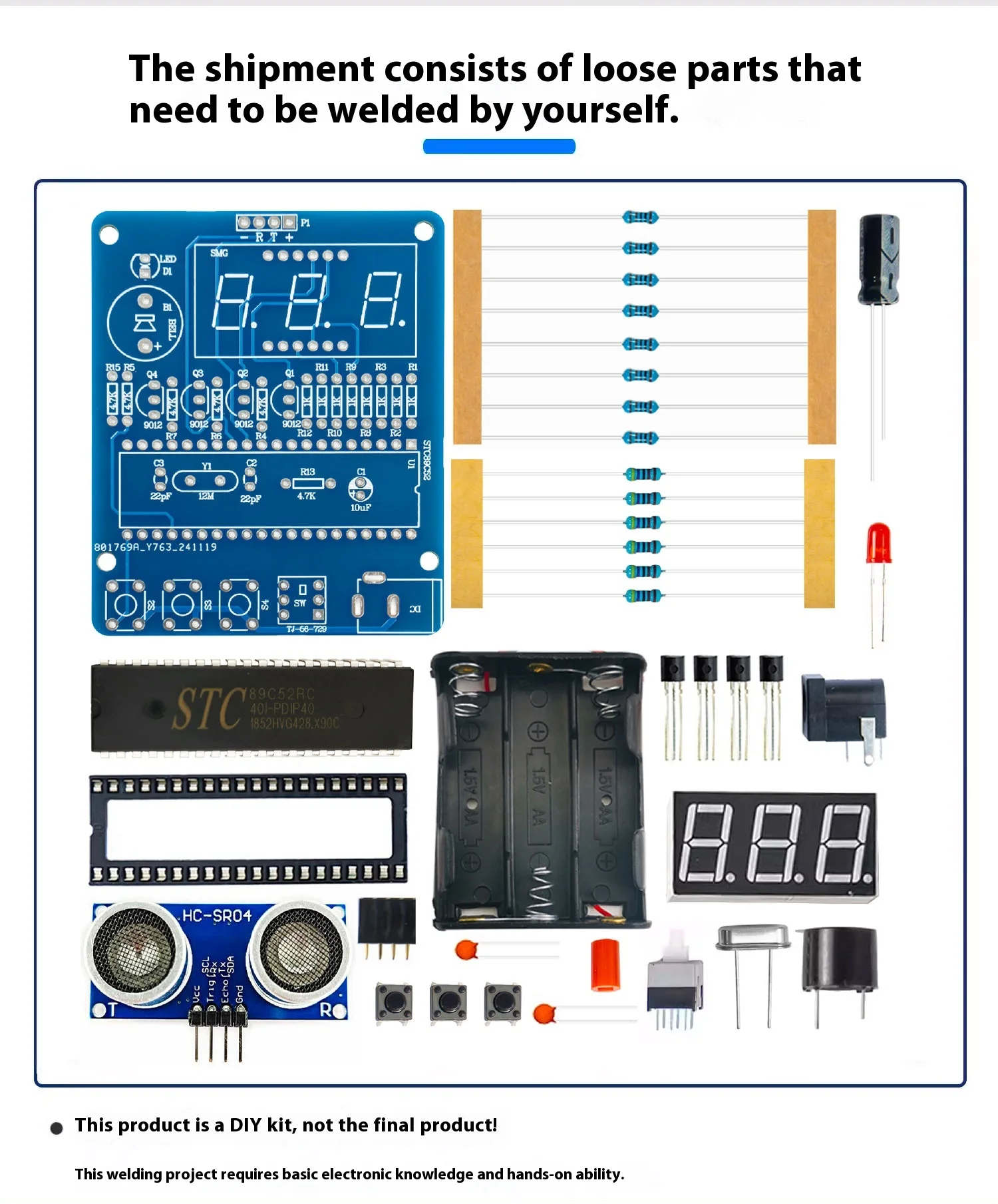 Car Reverse Radar Alarm System Ultrasonic Sensor Kit TJ-56-729 DIY Soldering for Arduino