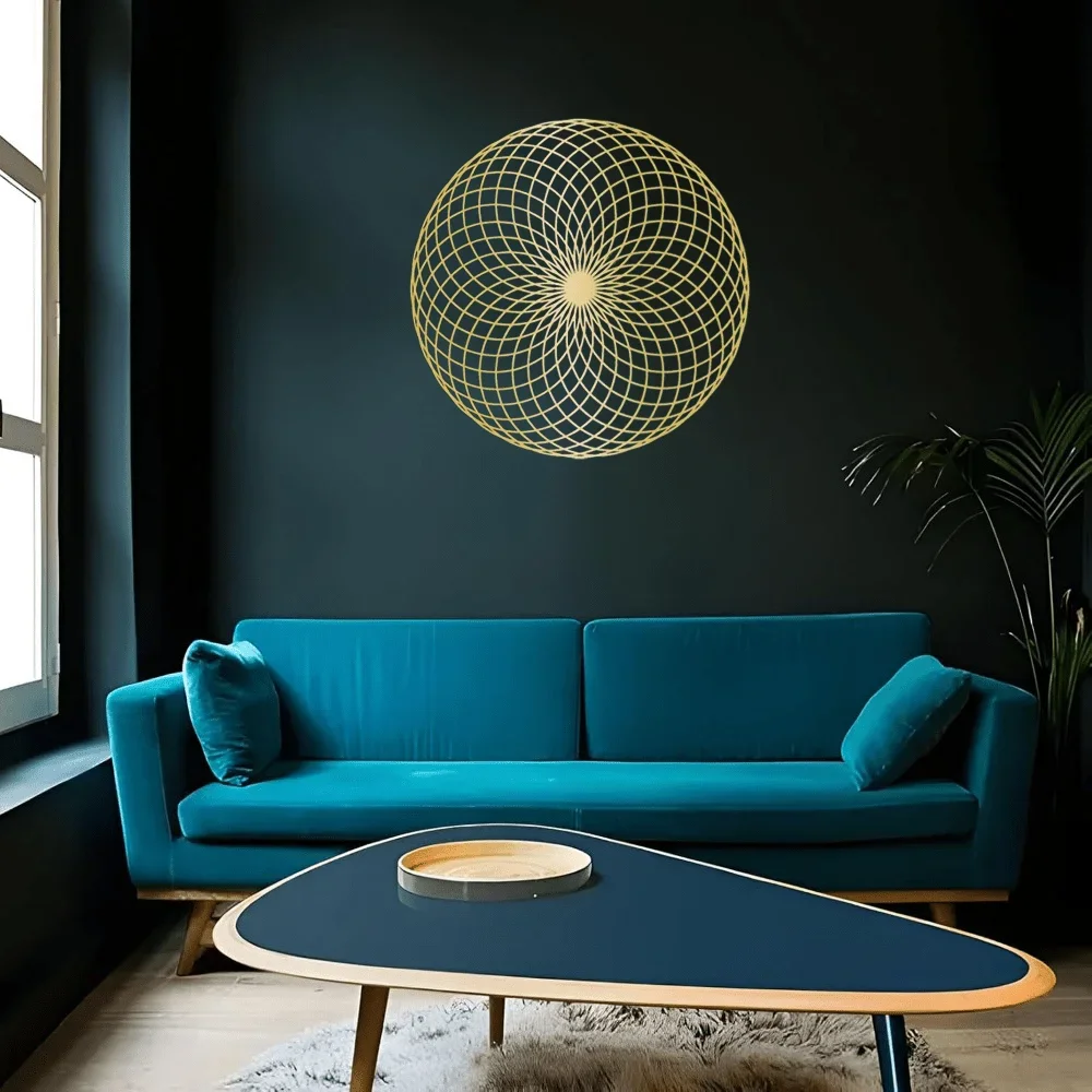 Metaliczne kreacje ścienne Mystic Yantra Wall Art Święta geometria Mandala Pierścień Dekoracja Medytacja Rzeźby Dusza salon Prezenty — zdjęcie 4