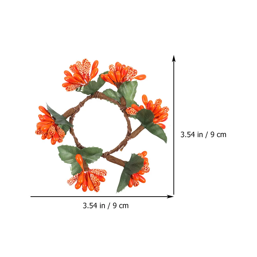 

10Pcs Chic Gorgeous Wreath Napkin Rings Orange Tabletop Door Decoration Unique Style Long Lasting Napkin Holder