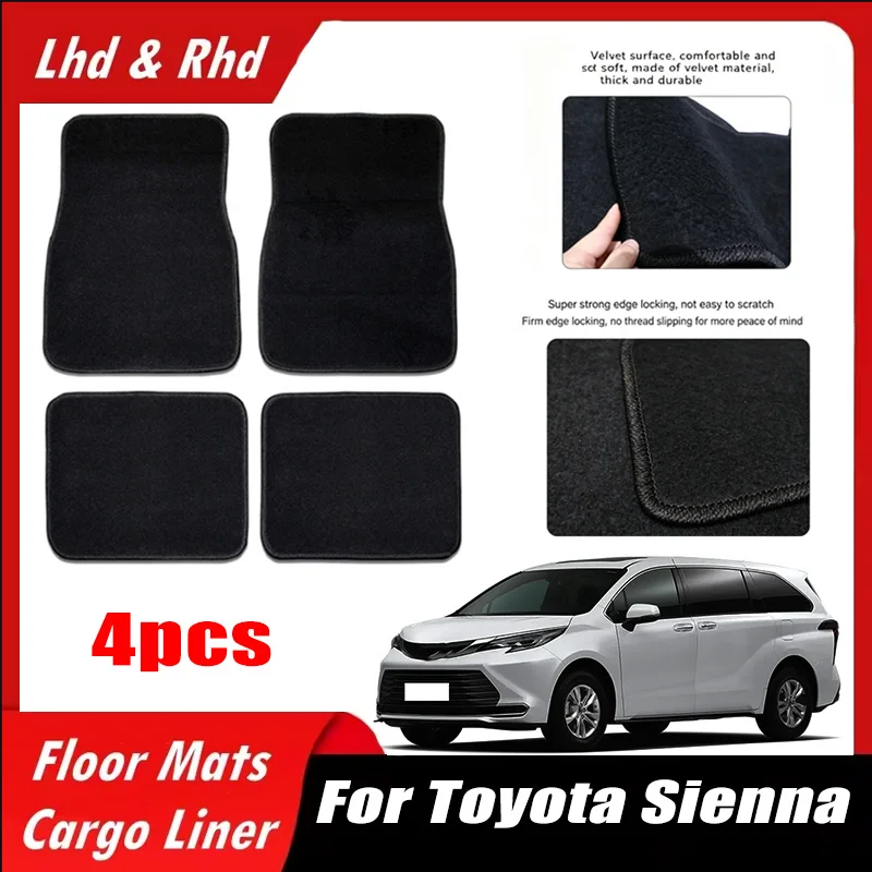 

4pcs Car Floor Mats All-Weather Easy To Clean Durable Anti-Slip Interior Protection Floor Liners For Toyota Sienna Accessories