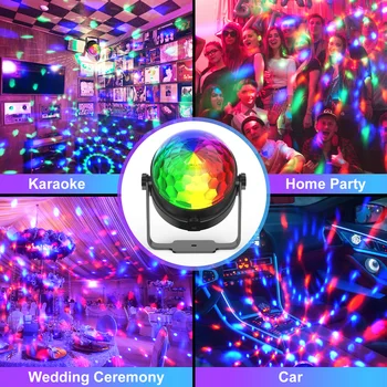U'King 4PCS RGB LED Stage Disco Light Rotating DJ Ball Strobe Remote Control LED Magic Ball Light Christmas Party Club Show Lamp 4