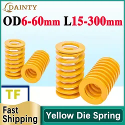 High Quality Alloy Steel Yellow Mold Die Springs Spiral Stamping Compression Spring Small Light Load OD 6 8 10 12 14 16 18-30mm