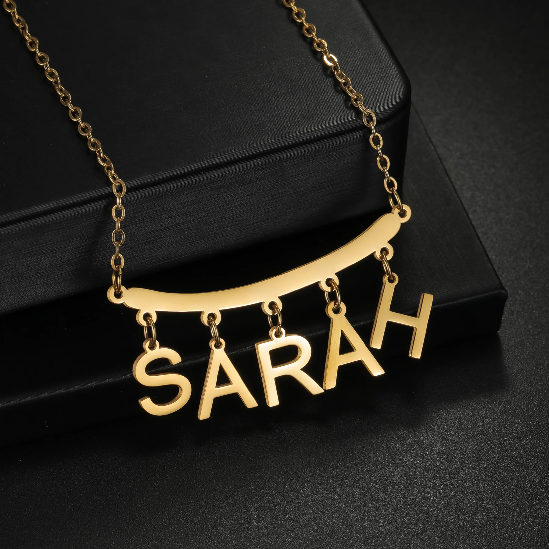 

Trendy Personalized Custom Name Birthstone Necklace For Women Birth Flower Stainless Steel Choker Chain Anniversary Jewelry Gift