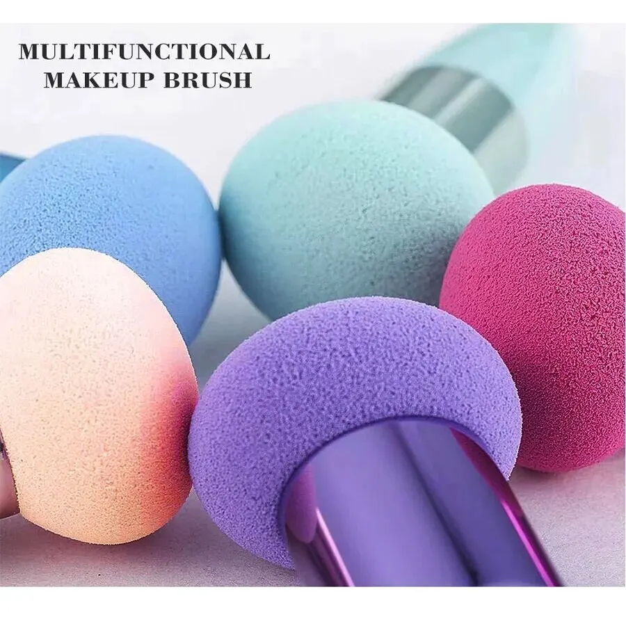 Juego de 5 brochas de maquillaje, brocha de maquillaje con forma de seta pequeña, herramienta de belleza, pluma de belleza de corte oblicuo adecuada para uso doméstico o en viajes