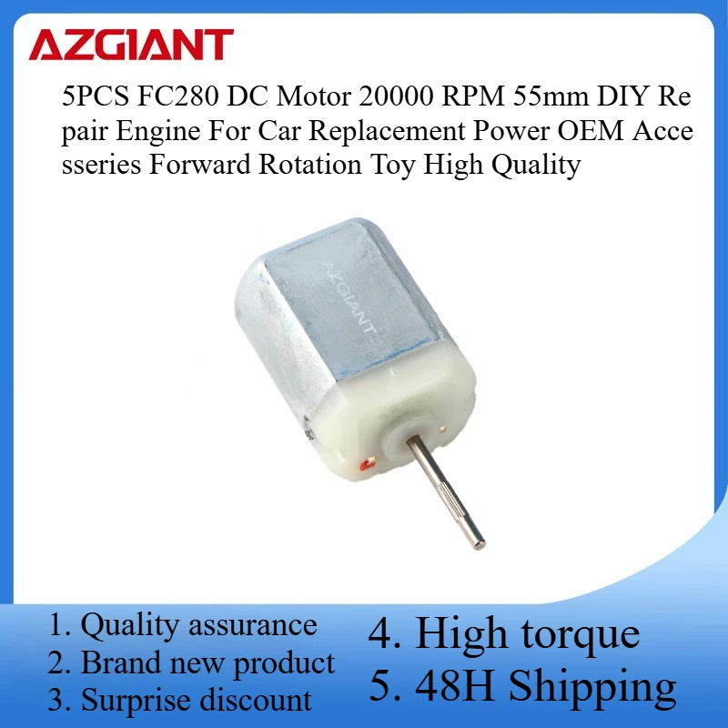 

5PCS FC280 DC Motor 20000 RPM 55mm DIY Repair Engine For Car Replacement Power OEM Accesseries Forward Rotation Toy High Quality