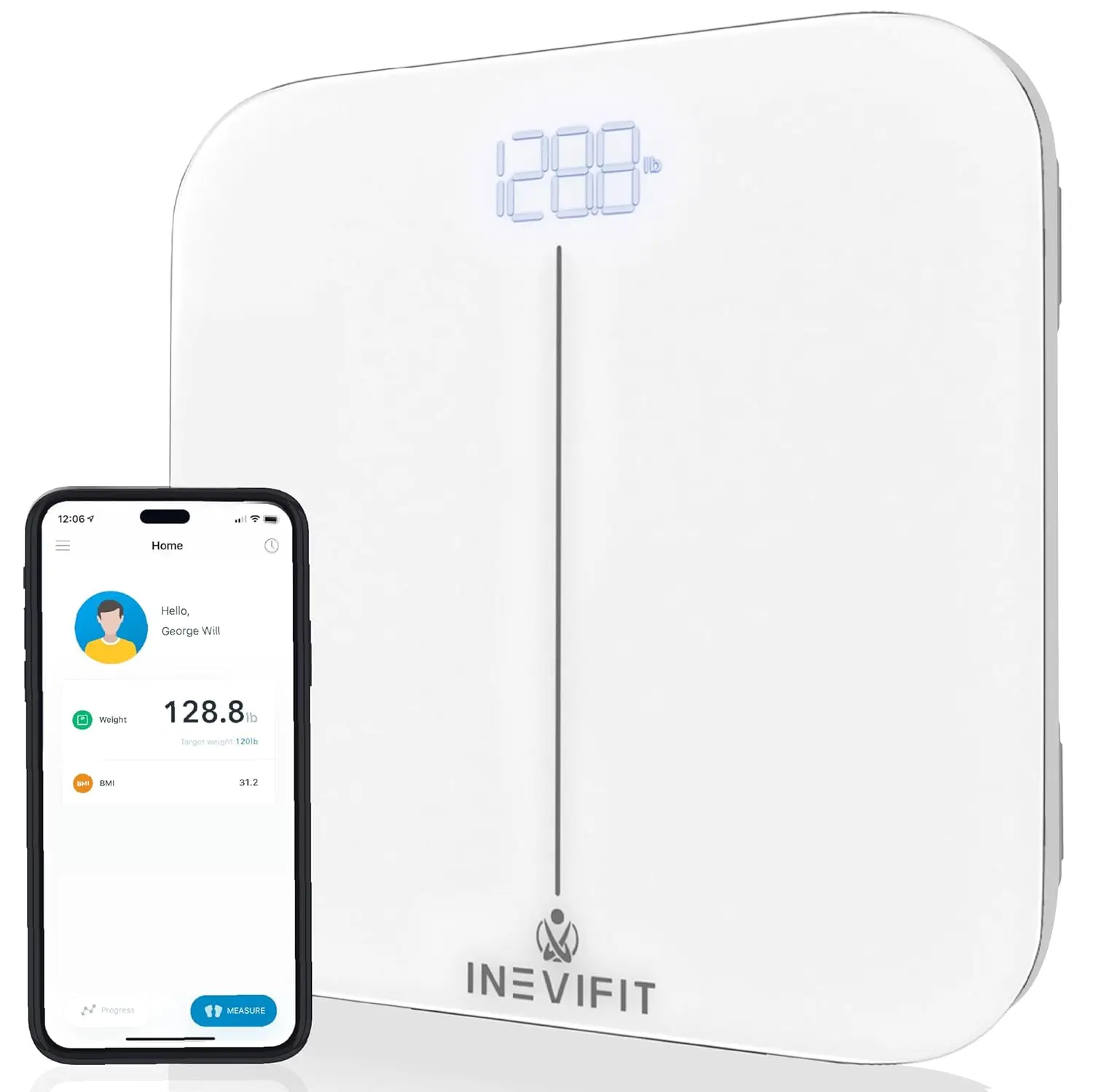 

Smart Bluetooth Bathroom Scale, Highly Accurate Digital Weight & BMI Tracker for Unlimited Users
