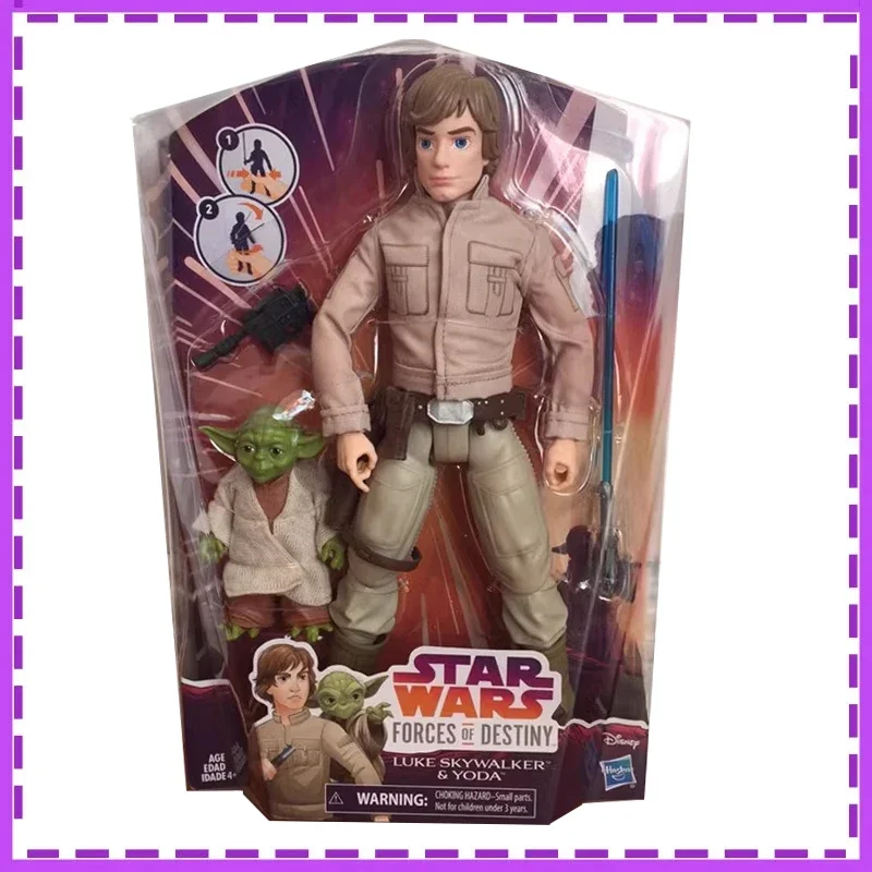 Hasbro Anime Star Wars Forces of Destiny Luke Skywalker and Yoda Active Joint Christmas Gifts Genuine Action Figure Model Toys