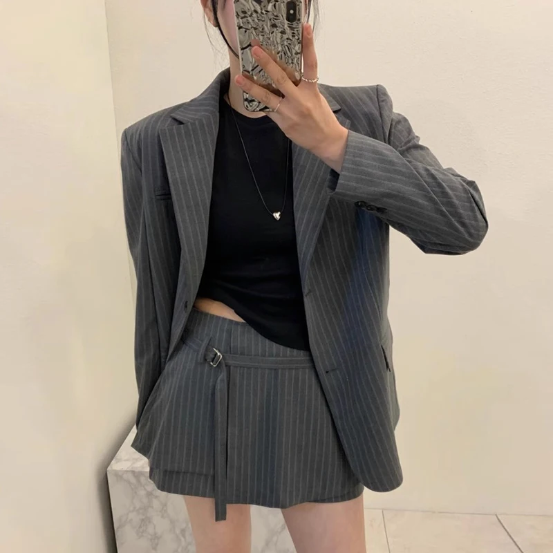 

Premium Striped Suit Jaet Women's High Waist Skirt Faionable Versatile Spring New Arrival Two-Piece Set Ladies' Clot...