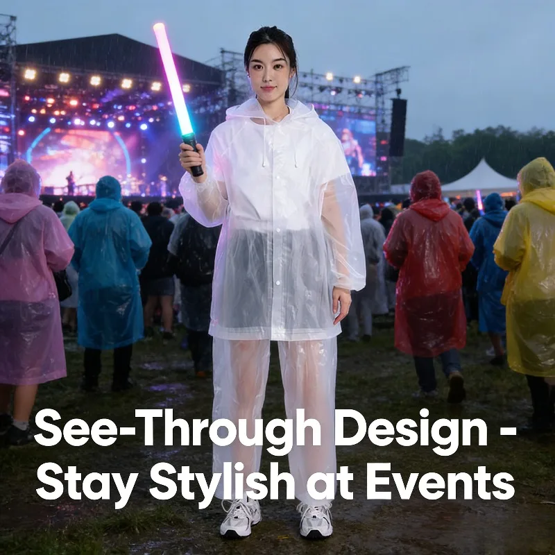 Non Disposable EVA Adult Rain Suit Long  Proof Matte Finish Separates Thickened