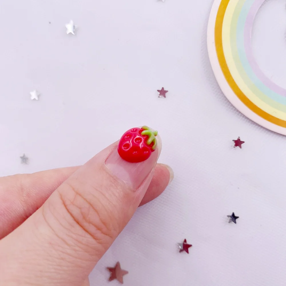 50pcs Resin Mini Colorful lovely Strawberry Art Nails Flatback Stone Applique DIY Scrapbook Earring Decor Accessories Crafts SL8