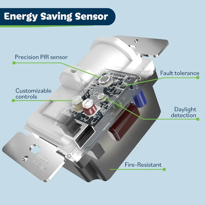 Motion Sensor Light Switch, Motion Sensor Switch, Occupancy Sensor Switch, 4A, 500W, Single Pole, White, 6 Pack